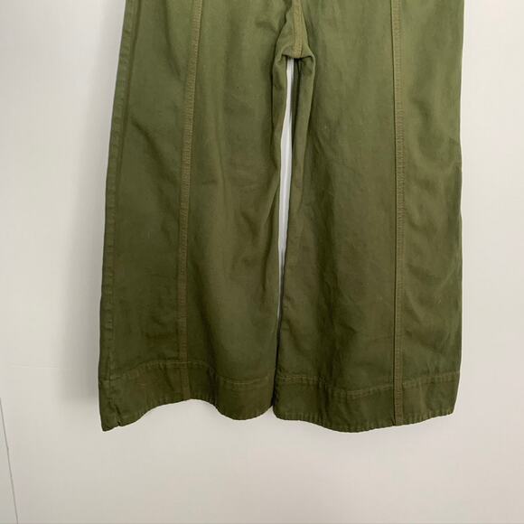 Farm Rio Wide Leg Pockets Twill Trousers Women's Size 38 Green Small - Picture 7 of 13